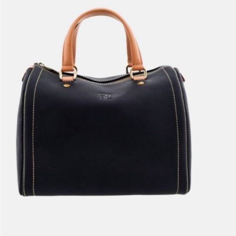 Carolina Herrera Andy 7 New Authentic Elegant Black and Tan Handbag